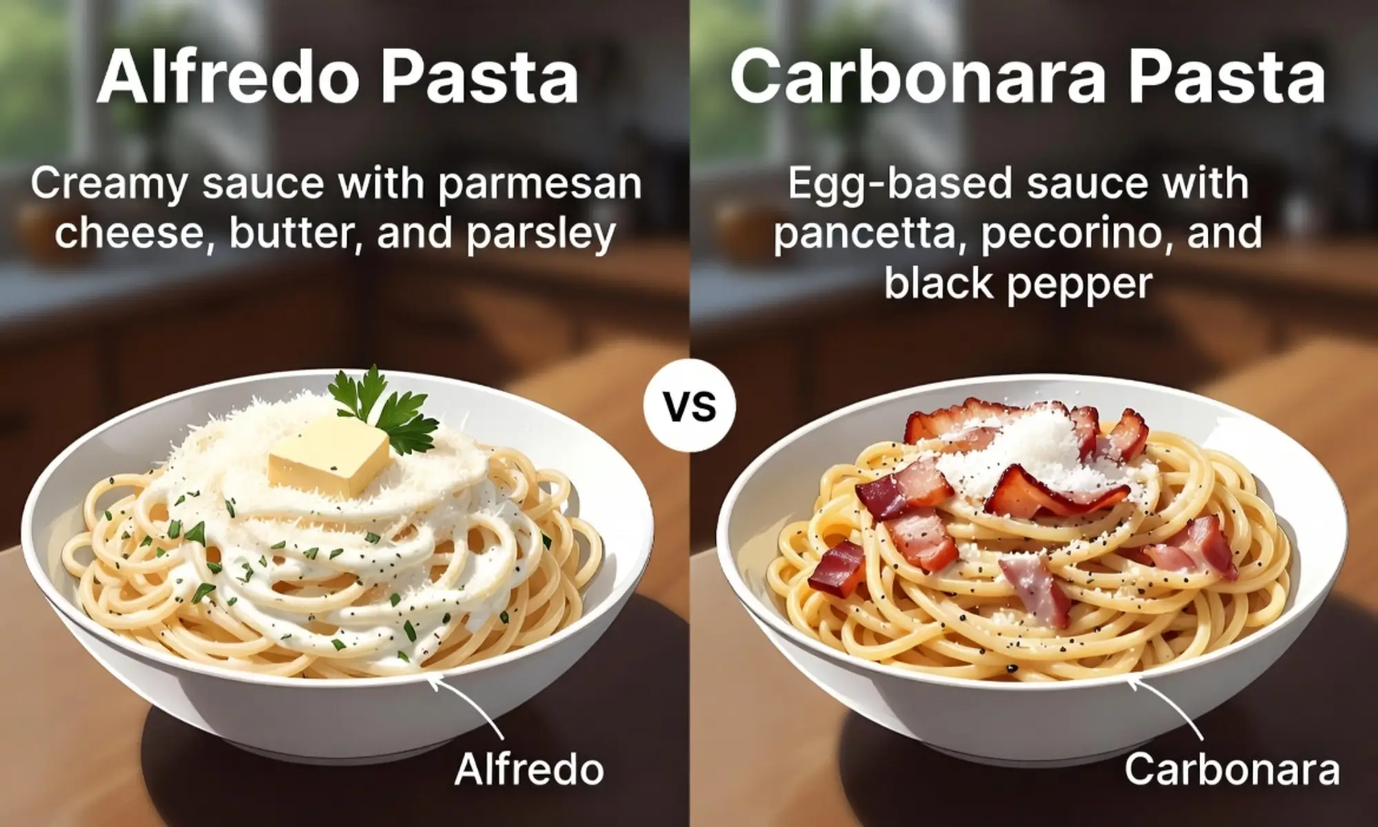 difference between alfredo and carbonara