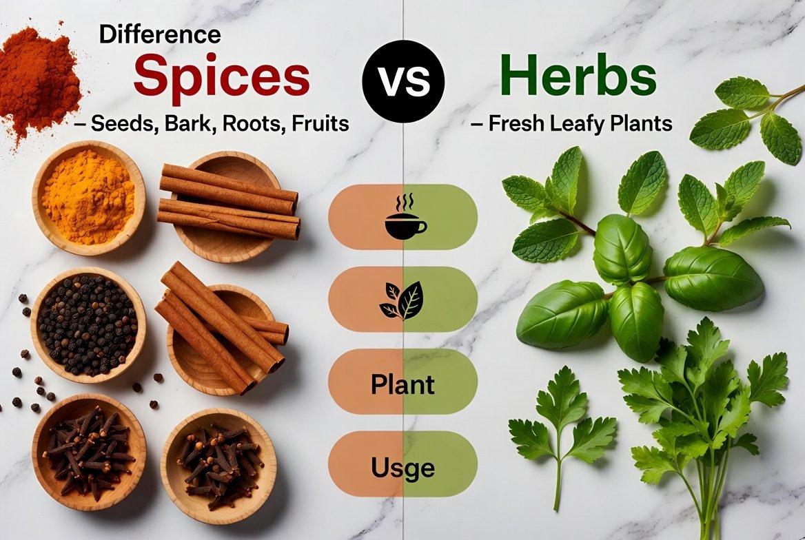 difference between spice and herb