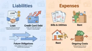 difference between liabilities and expenses