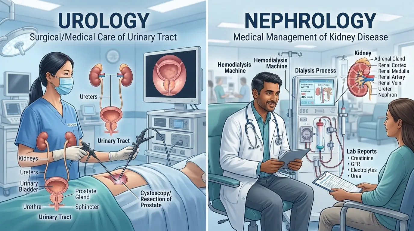 difference between urology and nephrology
