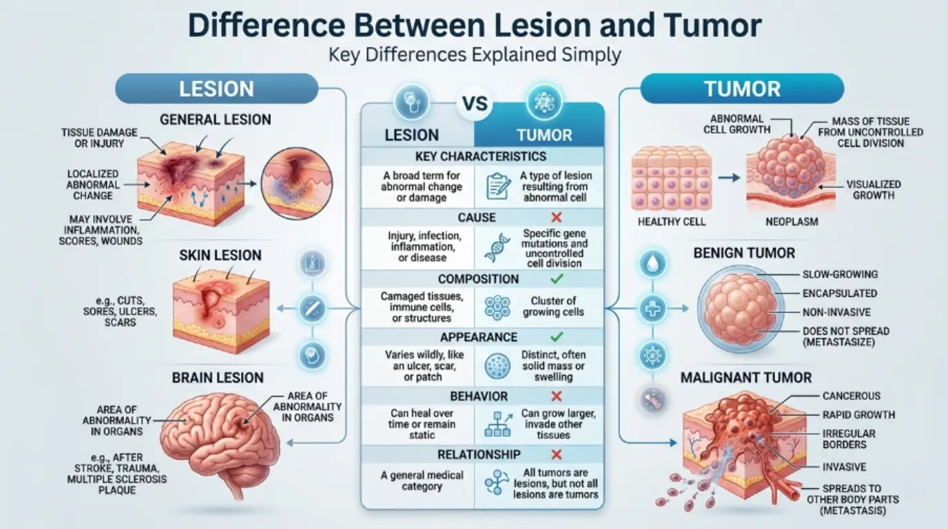 difference between lesion and tumor
