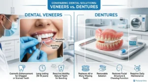 difference between veneers and dentures